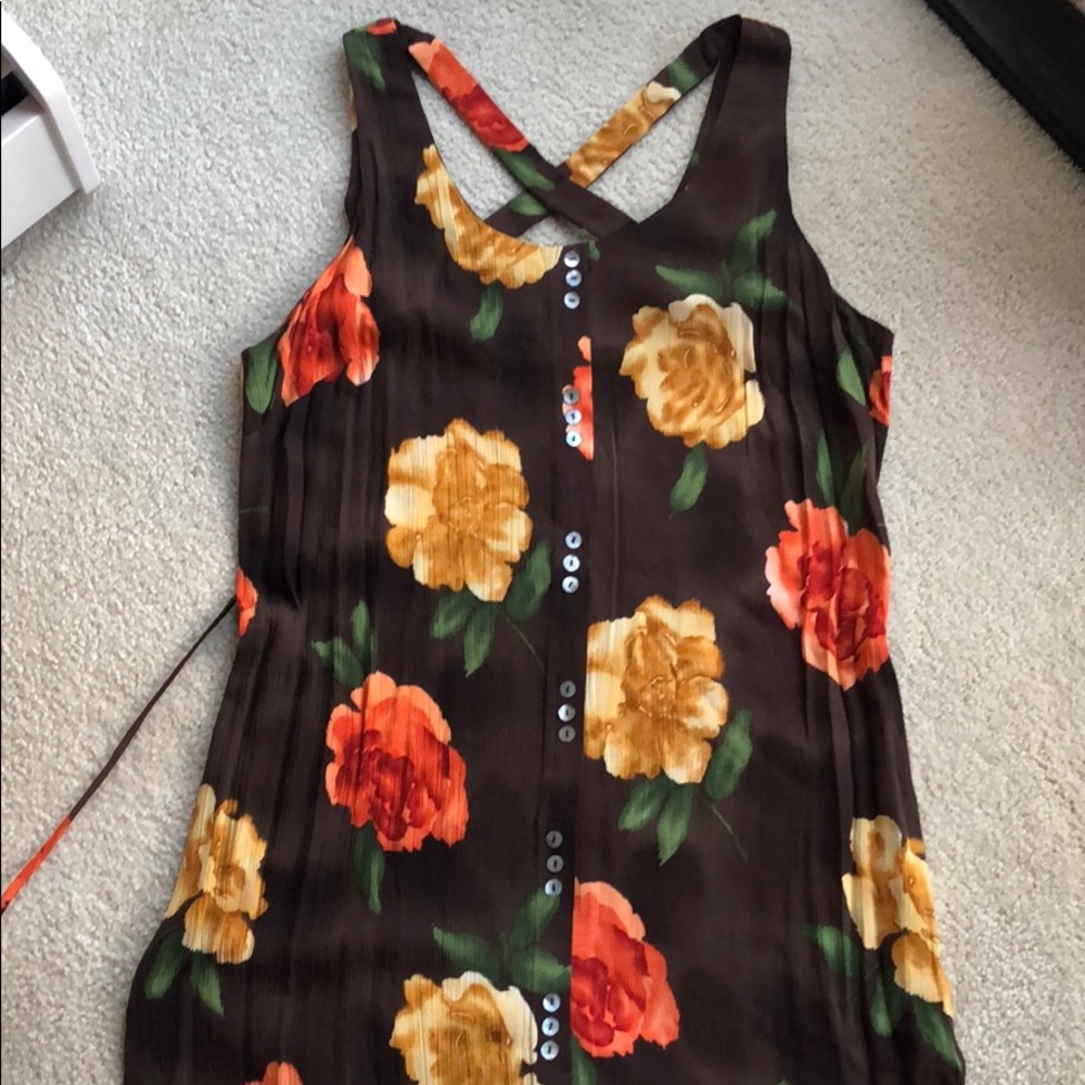 Front button summer maxi dress, w/cross cross back